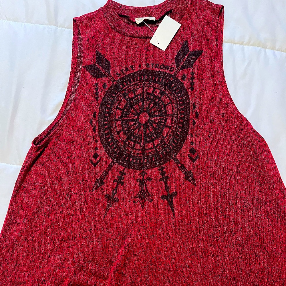 Ladies, red sleeveless top